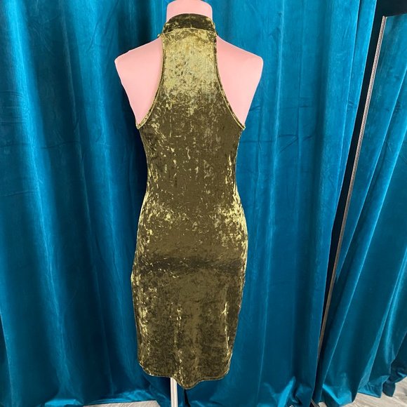 Many Many Sleeveless Mock Neck Velvet Dress - Picture 6 of 6